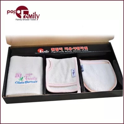 韩国popofamily神奇免搓澡巾礼盒装 洗脸巾可换成手套巾或去灰皂