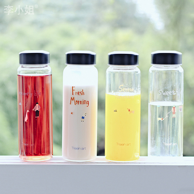 韩国创意随手随行水杯防漏男女学生便携可爱柠檬水瓶玻璃个性杯子