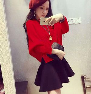 2015韩版秋冬套头宽松蝙蝠袖短款毛衣女打底衫修身长袖针织衫外套