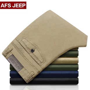 Afs Jeep/战地吉普男士休闲裤 商务直筒休闲男裤纯棉大码休闲裤子