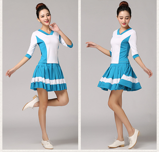 小苹果春夏广场舞服装新款短袖上衣套裙跳舞短裙舞蹈服装表演套装