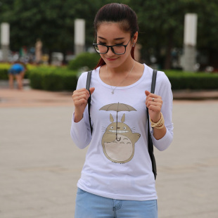 2015新款长袖t恤女卡通打底衫韩版纯棉修身显瘦上衣学生体桖衫潮