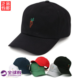 韩国代购正品棒球帽女黑色胡萝卜图案个性时尚鸭舌帽休息运动遮阳