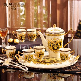 欧式宫廷茶具套装 陶瓷托盘茶壶茶杯套装 英式下午茶咖啡具包邮