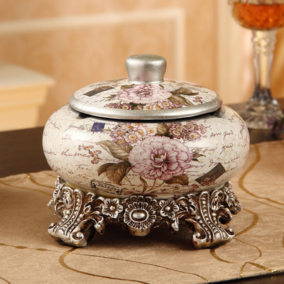 烟灰缸创意个性大号带盖欧式复古时尚陶瓷古典客厅烟灰缸摆件包邮