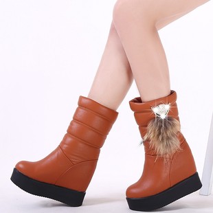 2015新品内增高女靴冬季厚底雪地靴女中筒靴加厚加绒时尚保暖棉鞋