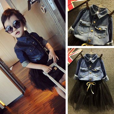 2015秋装新款韩版儿童女童牛仔衬衫长袖1-2-3岁小童女宝宝衬衫潮