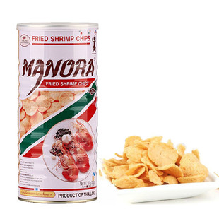 泰国正品进口 MANORA马努拉铁桶装 鲜虾片/螃蟹片 100g/桶