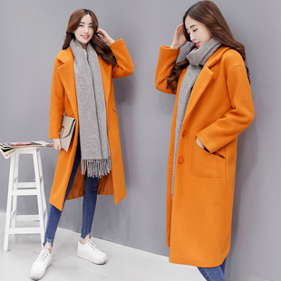 2016冬新款韩版宽松超长款羊毛呢子大衣加厚茧型过膝毛呢外套女潮