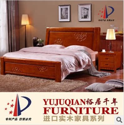 简约中式实木床 香樟木现代中式双人床1.8米  单人床1.5米 包邮