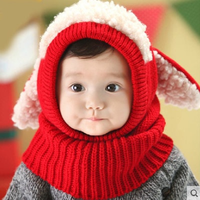 秋冬新款儿童围脖毛线帽子 男童女宝宝婴儿保暖披肩套头围巾帽子