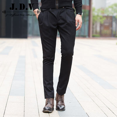 JDV男装 2015秋季新款男士时尚韩版修身黑色休闲裤 JWPLV4156BLK