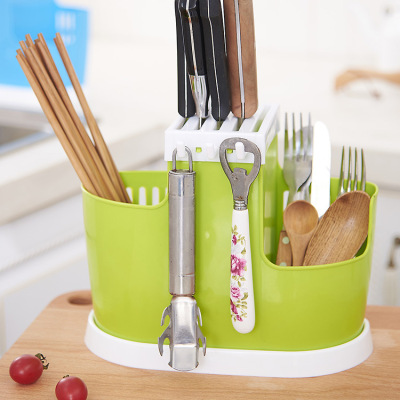 创意厨房多功能塑料带刀架筷子筒沥水架筷子笼刀叉置物架收纳架