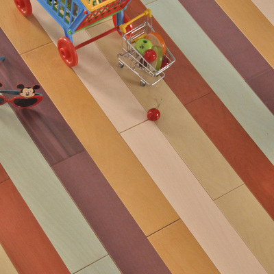 欢乐拍拍艺术地板实木复合彩色儿童房桦木人字拼任意拼环保直销
