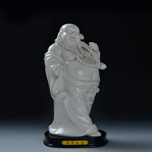 陶瓷如意弥勒佛像摆件白瓷器工艺品家居装饰商务招财送礼人物摆设