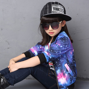 女童秋装外套童装2015新款儿童韩版棒球服女大童薄款长袖开衫上衣