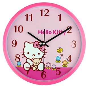 静音卡通儿童房钟表客厅挂钟hello kitty创意可爱时钟壁钟石英钟