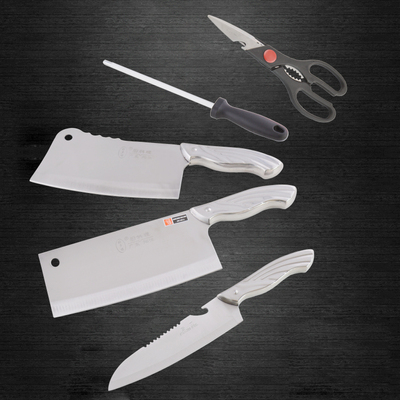 全钢一体刀具套装 厨房不锈钢菜刀套装五件套 德国工艺厨房刀具