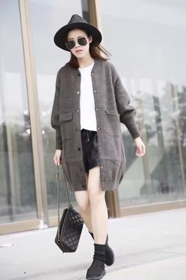 欧洲站新款女装韩版中长款貂绒毛衣针织衫外套