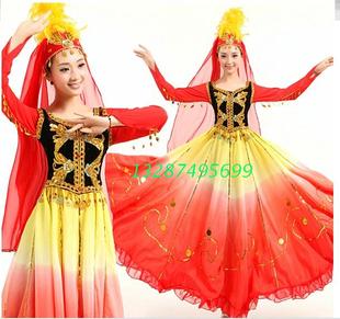 新款民族演出服装 舞台演出服饰 新疆舞蹈服装 维族舞蹈服饰女子