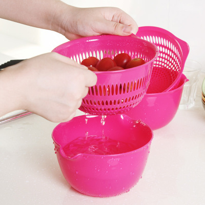 多用洗菜篮沥水筛滤水筛 双层滴水篮果蔬篮 厨房洗菜工具沥水篮