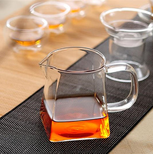 包邮分茶器 苹果玻璃茶海 公道杯 耐热加厚透明功夫茶具配件300ML