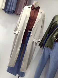 正品NEW YET新款上市 韩版简约净色百搭长袖女装长款风衣外套