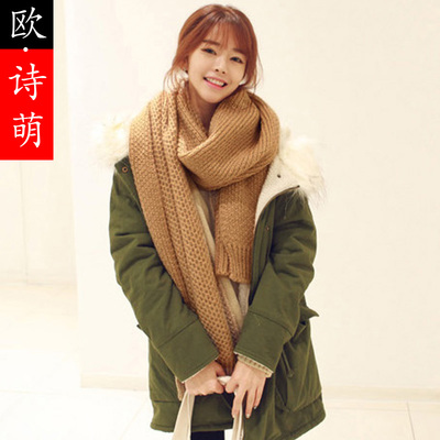 毛线围巾女韩国版冬季超长款加厚纯色情侣通用男士围脖冬天学生潮
