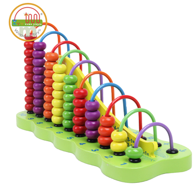 榉木算术计算架彩虹珠算架算数架 运算数学算盘木制儿童益智玩具