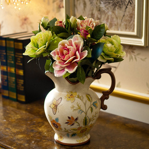 芮诗凯诗玛格丽特美式田园客厅陶瓷花瓶摆件欧式复古创意台面花器
