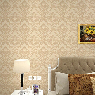 环保素色无纺布壁纸大马士革 服装店铺电视背景墙纸天花板房间