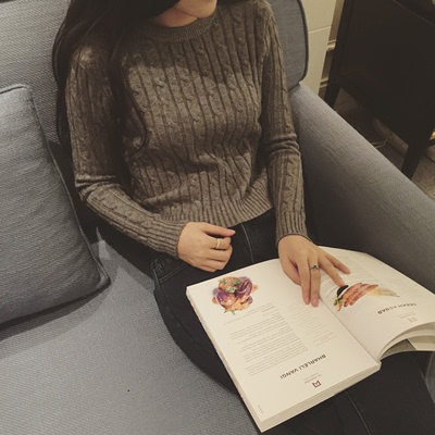 冬女装2015新款韩版短款简约修身套头麻花羊毛毛衣打底圆领针织衫