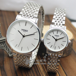 香港米可手表 钢带情侣手表 对表 防水石英手表 时尚韩版女表男