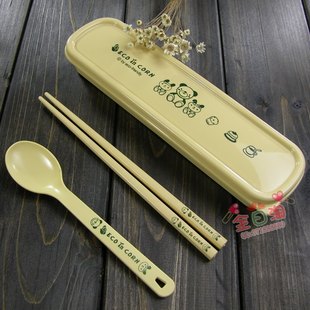 韩国进口餐具便携套装学生儿童宝宝筷勺三件套纯玉米淀粉制