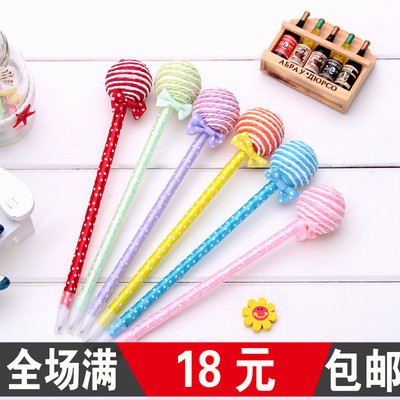 韩版领结造型圆棒圆珠笔可爱棒棒糖造型圆珠笔 学习文具百货批发