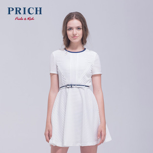 PRICH立体条纹修身白色连衣裙PROW52501M