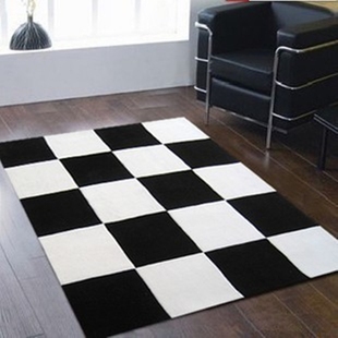 欧式加厚腈纶地毯时尚简约黑白格子地毯客厅茶几卧室地毯地垫定做