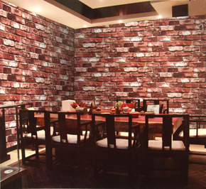 现代中式风格立体仿红砖纹复古怀旧壁纸 书房茶楼服装店pvc墙纸