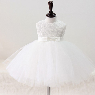 公主裙2015夏新款时尚小礼服唯美钉珠白色婚纱裙61儿童礼服蓬蓬裙