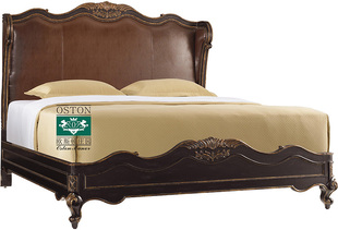 欧斯顿品牌床欧式床美式雕花国王大床双人实木床软包皮艺双人床