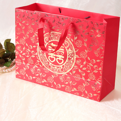 中国风时尚婚庆用品礼盒包装袋结婚喜糖盒喜宴回礼品烫金卡纸包装