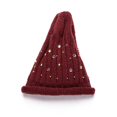 高龙 冬季帽子女冬天韩可爱水晶装饰户外潮毛线帽保暖护耳针织帽