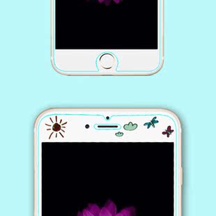 酷络iPhone6钢化膜4.7苹果六钢化玻璃彩膜i6卡通防爆ip手机膜包邮