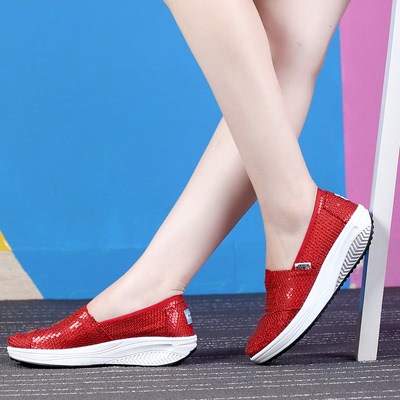 2015秋季新款韩版松糕厚底女鞋中跟鞋坡跟简约白色瘦脚单鞋子运动