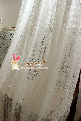 浪漫条纹 法式复古森系田园棉线蕾丝布 餐厅窗帘窗纱床幔定制批发