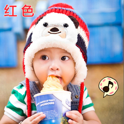 韩版婴儿帽子宝宝毛线帽儿童毛绒帽婴幼儿针织帽冬天男女童宝宝帽