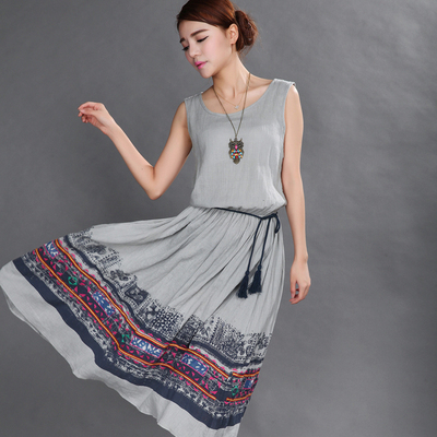 2015夏装新款女装民族刺绣连衣裙子S14281275噜噜 比比圣迪奥秋装