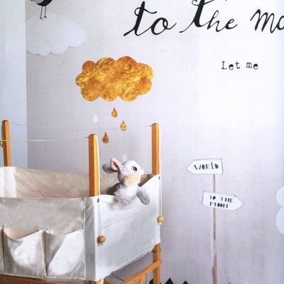 迪赛威丝 荷兰进口无纺布壁画 金色月牙图案 儿童房专用背景墙纸
