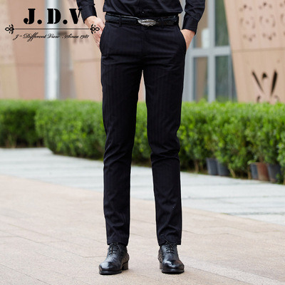 JDV男装 2015秋季新款商务正装男士修身条纹西裤 JWPFV4118BLK