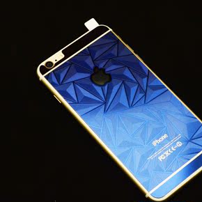 苹果6钢化玻璃膜全屏iphone6plus防指纹背贴3D个性菱形防爆屏前后